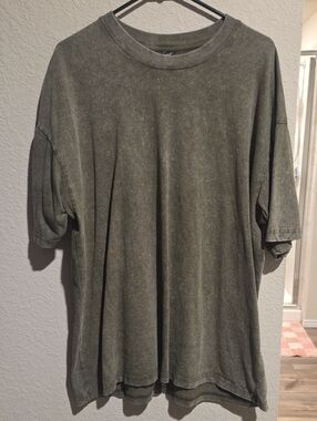 Sunset Apparel Acid Washed Olive Green Oversized Tee